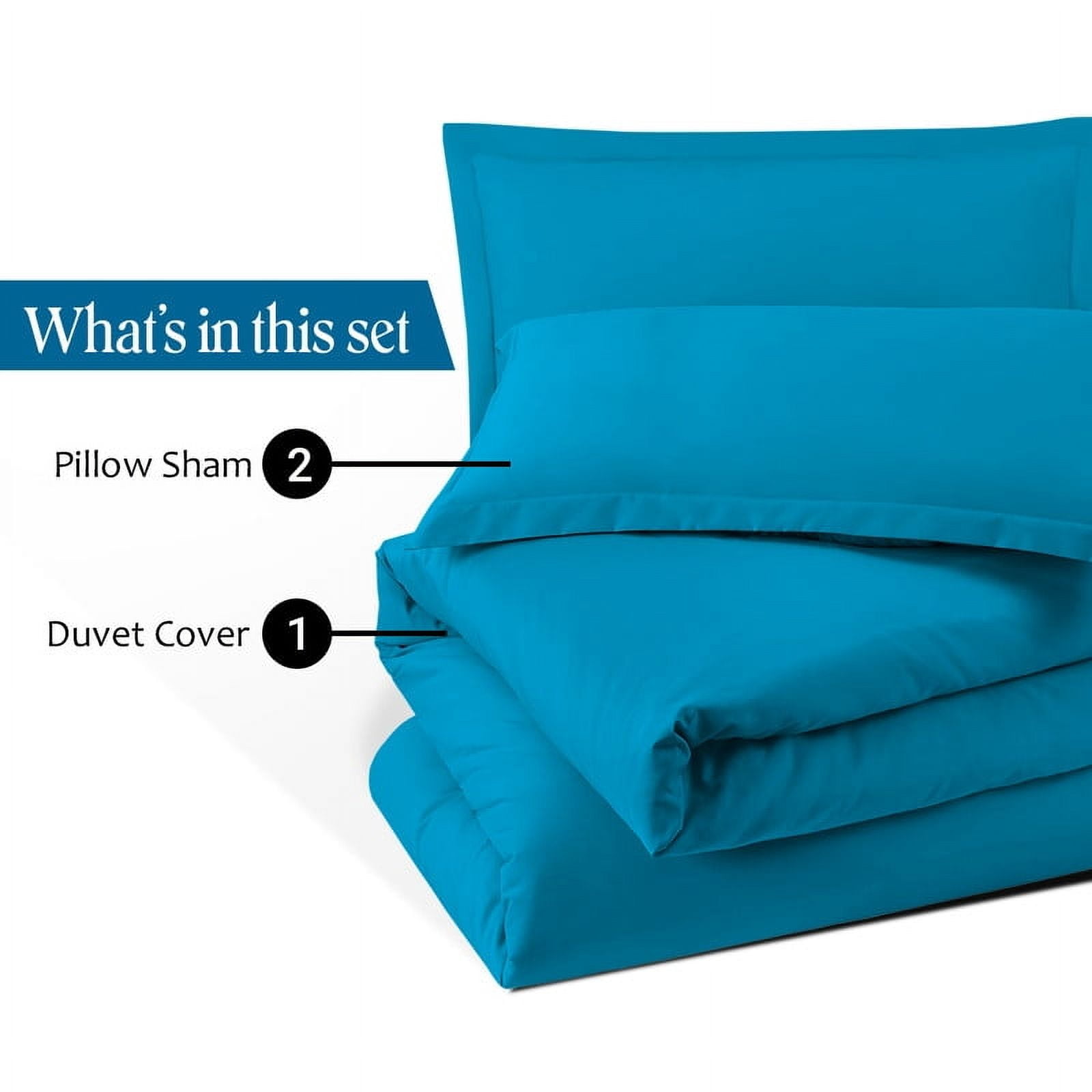 900 Thread Count 100% Egyptian Cotton 3 Piece Duvet Set with Zipper Closure & Corner Queen/Full Queen/Full 3 Pc Duvet Set Color Turquise Blue Solid