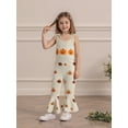 thumbnail image 4 of Miaouyo Toddler Baby Girls Halloween Flare Pants Overalls 0 6 12 18 24 Months 2T 3T 4T Pumpkin Print Sleeveless Tie-up Strap Bell Bottom Romper, 4 of 9