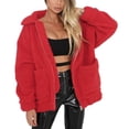 thumbnail image 1 of Abrigo PRETTYGARDEN Oversized de Forro Sherpa Rojo XL, 1 of 6