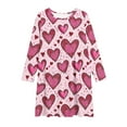 thumbnail image 4 of NAISIBABY Girls Long Sleeve Dress 7T, Hearts Prints Flowy Crewneck Casual Fashion Party Dance Dresses Watermelon Red (4-14T), 4 of 5