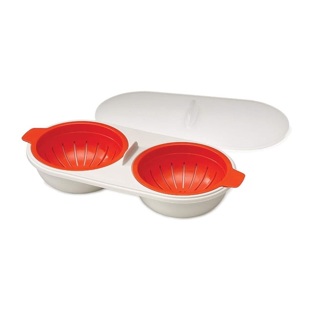Tazón para huevos poché para microondas Joseph Joseph con tapa, color naranja