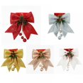 thumbnail image 4 of 4pcs Christmas Red Bow, Sequin Wreaths Bows Ties, Christmas Tree Topper Glitter, Xmas Decorative Bows Ornament for Home Wedding Festival, Christmas Party Supplies, 9.8 x 11.8in (Red), 4 of 4