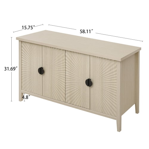 BSHTI 4 Door Sideboard ,Carved Sideboard Buffet Cabinet With Storage ,Modern Coffee Bar Cabinet With Adjustable Shelf For Living room,Diningroom,Kitchen