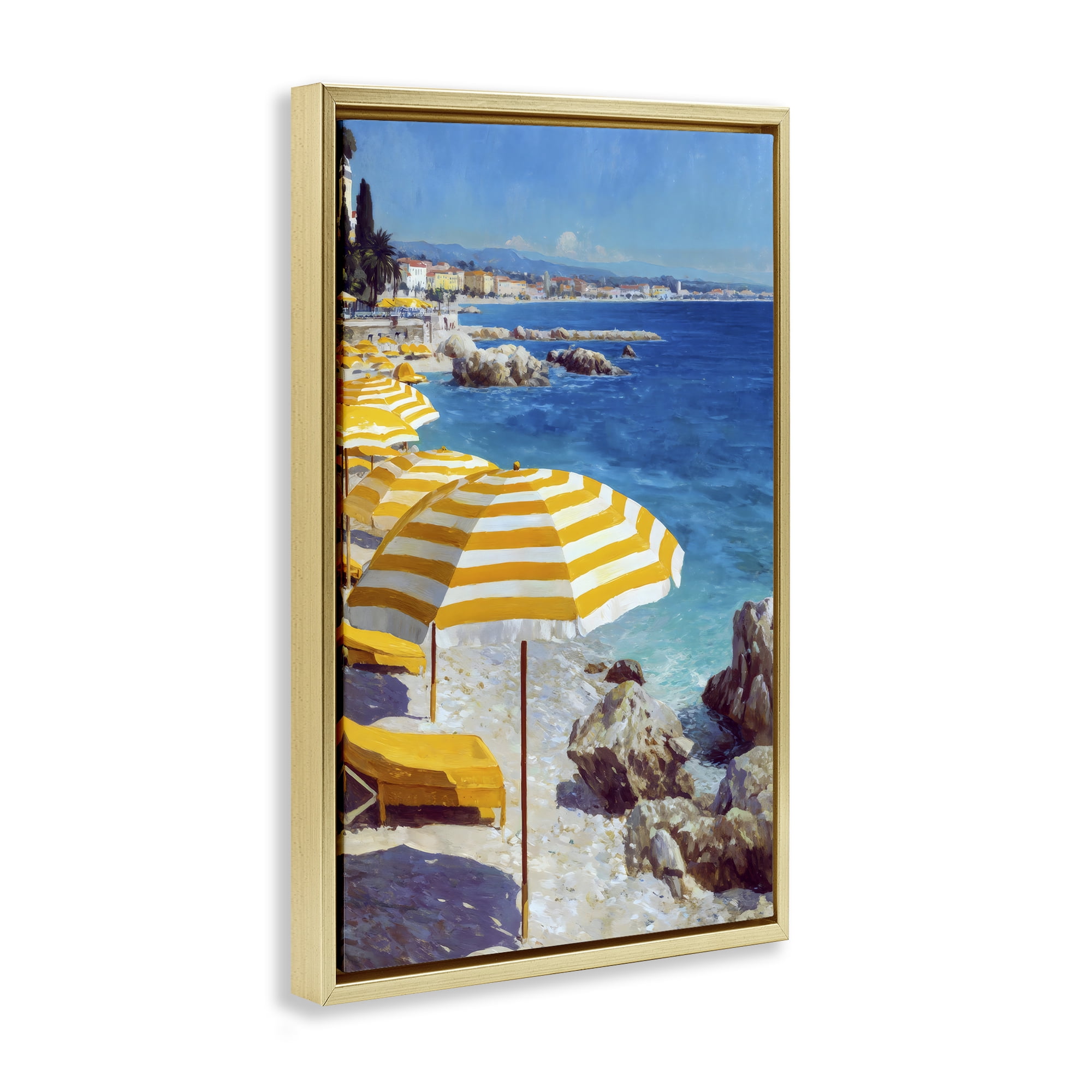 Stupell Industries Sunshine on the Shore Gold Framed Floater Canvas Wall Art, design by Petal Prints Design