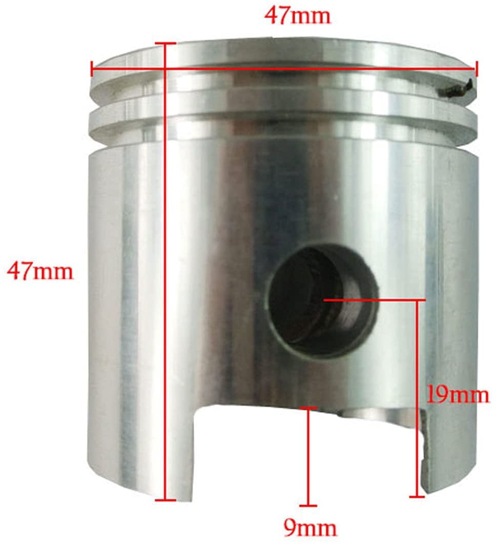 3 pcs 47mm Pistons & 6 pcs Piston Rings & 3 pcs Pins Kit For 49cc 66cc 80cc 2 Stroke Engine Motorized Bicycle Bike