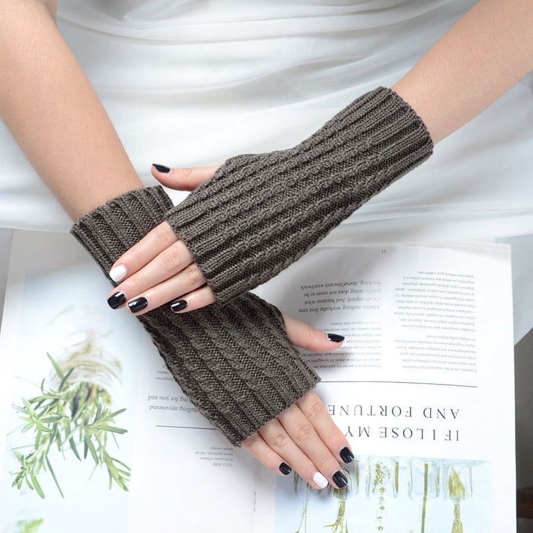 Xfvqtps Fingerless Gloves for Womens Thumb Hole Wrist Stripe