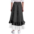 thumbnail image 2 of inlzdz Girls Polka Dot Ruffle Ballroom Skirts Spanish Long Skirt for Flamenco Belly Dance Performance Black 14, 2 of 6