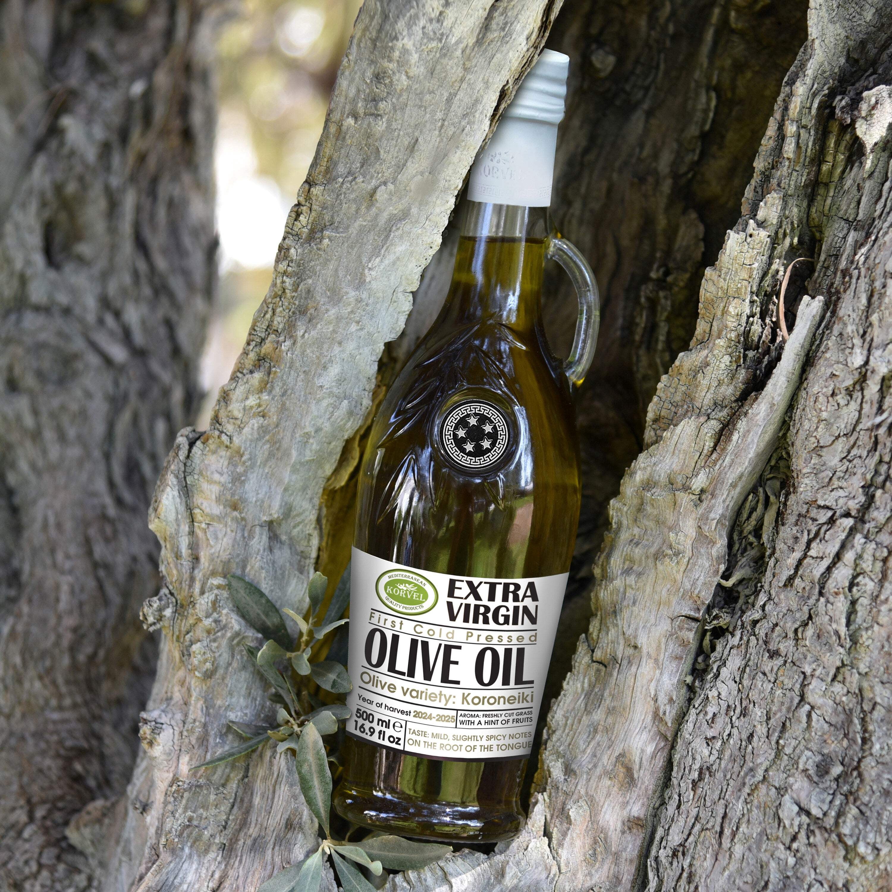 Korvel Greek Extra Virgin Olive Oil, Amphora Bottle, 16.9 fl oz