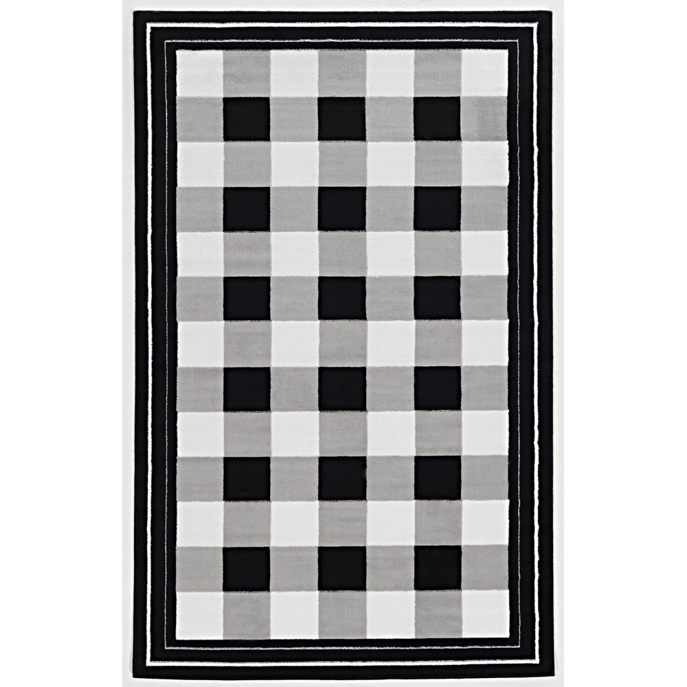 Capri Buffalo Check Rug, Black and White
