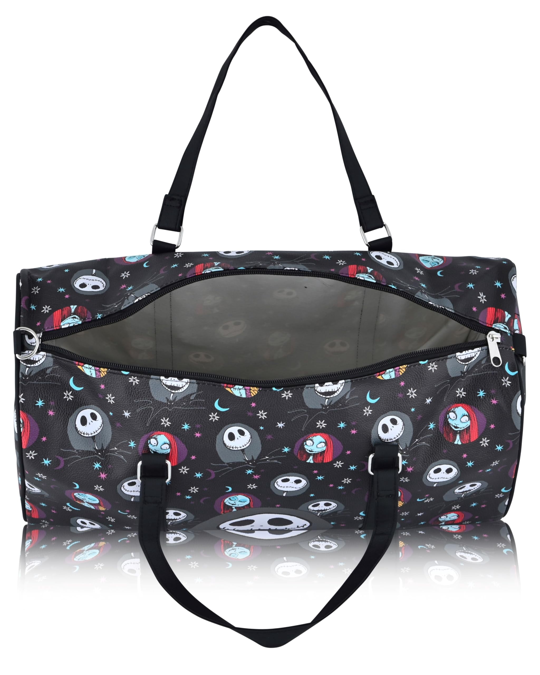Disney Nightmare Before Christmas Duffle Bag  Jack Skellington & Sally 16" Travel Bag  Overnight Weekender Bag with Shoulder Strap  Ages 3+
