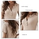 thumbnail image 4 of Camiseta de verano informal cómoda y transpirable con botones y cuello en V de manga corta de punto acanalado para mujeres y niñas, 4 of 5