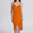 thumbnail image 1 of Vestido elegante de color sólido Vestido a media pierna con tirantes para mujer Traje de diario sin espalda ajustado FLhrweasw Para estrenar, 1 of 8