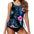 thumbnail image 5 of Womens Tankini Bathing Suits T-Back Top with Shorts Two Piece Tankini Swimsuit Summer Ruched Padded Modest Swimsuits, 5 of 5