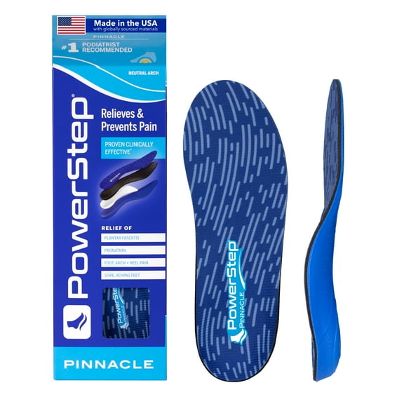 PowerStep Pinnacle Full Length Orthotic Shoe Insoles with Neutral Arch Support for Plantar Fasciitis