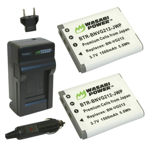 Wasabi Power Battery (2-Pack) and Charger for JVC BN-VG212