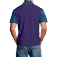 thumbnail image 6 of Blekii Men's Denim Patchwork Short Sleeve Polo Shirt Slim Fit Casual Button down Plum L, 6 of 7