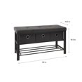 thumbnail image 4 of Simplify 2 Tier Faux Linen Entryway Bench with 3 Pairs Shoe Rack, Gray, 4 of 6