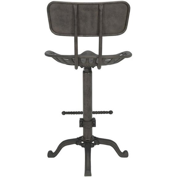 Pemberly Row Industrial Metal Adjustable Bar Stool in Gray Finish