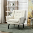 thumbnail image 3 of Jopath Modern Accent Chair with Arms, Upholstered Fabric Reading Side Chair, Ergonomic Accent Chair for Living Room Bedroom, Beige, 3 of 7