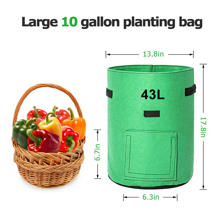 2 x Potato Grow Bag 10 Gallon (1 Twin Pack) Planter 45cmH x 35cmD Green  Tomato