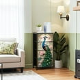 thumbnail image 2 of Dresser for Bedroom with 4 Storage Drawers Peacock Vibrant Tail Feathers Pink Floral Accents Dressers Chest of Drawers Steel Framed Fabric Closet Organizers for Entryway, 2 of 7