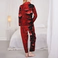 thumbnail image 3 of Pajamas for Women Sets, Abstract Red Textured Canvas Lounge Sets Long Sleeve Button Down Night Shirts Sleepwear Pjs, 3 of 6