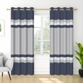 thumbnail image 4 of Nanqianyi Dark Blue and Grey Stripe Blackout Curtains for Bedroom, Thermal Insulated Blocking Light Grommet Window Drapes for Living Room, 42 X 84 Inch 2 Panels, 4 of 9