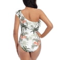 thumbnail image 5 of Pofeuu Vintage Palm Trees Print Women's One Piece Swimsuits One Shoulder Swimwear Asymmetric Ruffle Monokinis Bathing Suits-Small, 5 of 6