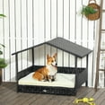 thumbnail image 2 of E-Western Dog House Outdoor Canopy Bed, Water-Resistant Cushion, for Small & Medium Dogs, Cream White, Durable Rattan, Elevated, Indoor/Outdoor Use, Easy to Clean, 2 of 8