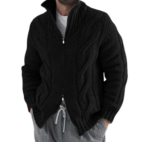 KAUOD Men's Cardigan Sweaters Full Zip Up Stand Collar Slim Fit Casual Knitted Sweater Warm Cardigan for Fall Winter M-3XL