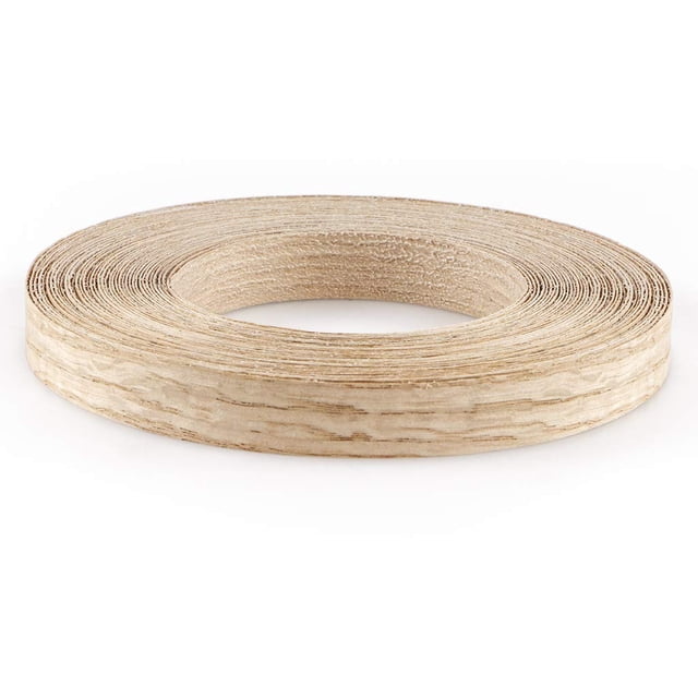 Rollo de bandas de borde de chapa de madera de roble rojo Skelang, 3/4 "x 50', prepegado, termoadhesivo, con adhesivo termofusible, cinta de madera Flexible
