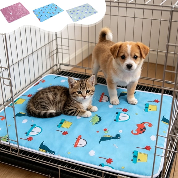 Yhmxh Cute Cartoon Printed Pet Cage Mat, Soft Breathable Dog Cat Crate Pad, Non‑Slip Washable Pet Sleeping Mat for Puppy Kitten Small Animal Cage Bed & Floor Restin 27.56x19.69 Inch