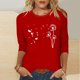 thumbnail image 5 of Tops de Cuello Redondo para las Mujeres Moda Impresa 3/4 Mangas Blusa Casual Top, Estante de Imitación, 5 of 5