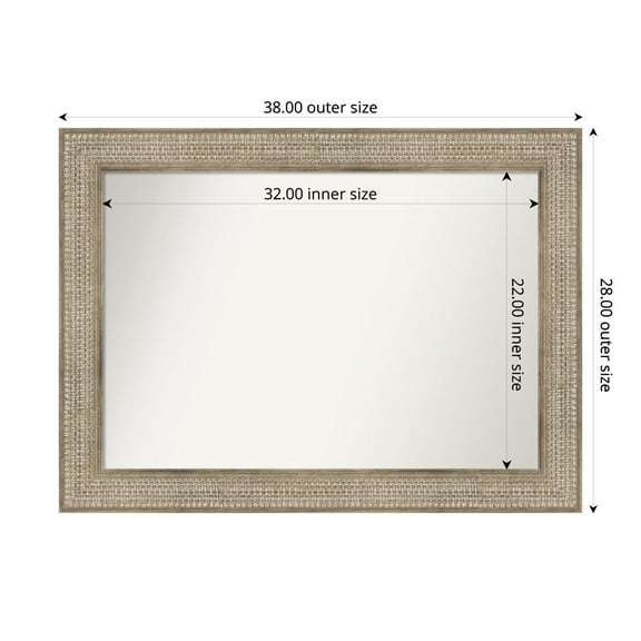 Amanti Art Custom Wall and Bathroom Mirror (28 x 38 in.), Trellis Silver Frame