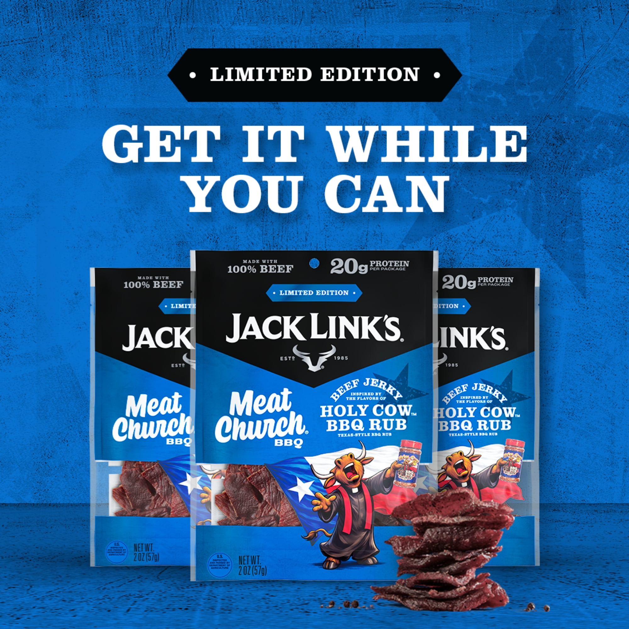 Jack Link's & Meat Church Holy Cow BBQ Beef Jerky, 2 Ounce