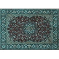 thumbnail image 1 of Ahgly Company Indoor Rectangle Medallion Light Blue Traditional Area Rugs, 2' x 5', 1 of 4