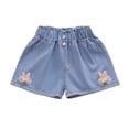 thumbnail image 2 of Teylalorva Girls Denim Shorts, Elastic Waist with Pocekts Cute Bow Casual Summer Jean Shorts Blue Size 6, 2 of 9