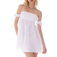 thumbnail image 2 of Yunliwuli Women Strapless A-Line Dress Solid Color/Plaid Summer Backless Mini Party Dress Cocktail Beach Streetwear Aesthetic Clothes, 2 of 10