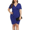 thumbnail image 3 of ANYJOIN Women's Plus Size Short Sleeve Bodycon Wrap Dress Deep V Neck Front Slit Formal Dress, 3 of 6