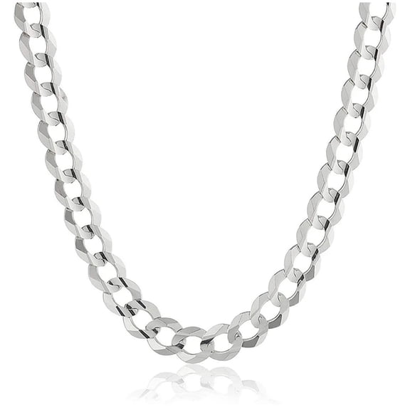 ADIRFINE 925 Solid Sterling Silver 8mm Curb Cuban Link Chain