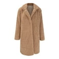 thumbnail image 4 of Niaviben Faux Fur Jacket Fuzzy Fleece Jacket Women Pea Coats for Women Long Women's Winter Coat Women's Coats Jackets for Women Trendy Women Shirts Casual Khaki S, 4 of 9