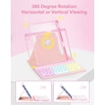 thumbnail image 4 of 7 Rainbow Backlight Rechargeable Detachable Keyboard Kit with Silent Wireless Mouse, 360 Swivel Adjustable Stand Case with Pencil Storage for iPad 7/8/9 10.2 inch, iPad Air 3 / Pro 10.5,Pink, 4 of 9