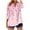 Pink-Shirts, variant on Jsaierl 3/4 Length Sleeve Cotton Linen Womens Tops Plus Size Button Up V Neck Shirts Dressy Print Petite Blouses Work Dressy T-shirts Top S-2XL