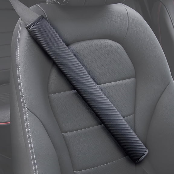 2PC Carbon Fiber Leather Seat Belt Shoulder Pad, Waterproof Odorproof Washable Auto Car Seatbelt Cover for Adults, Apply to Automotive/Truck/SUV/Airplane/Backpack Strap - Black