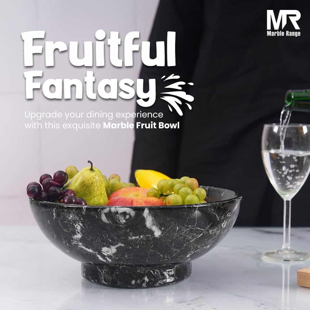 Radicaln Bol à fruits en marbre blanc de 25,4 cm fait à la main, bol à salade et de service, bol à clés moderne, plat à fruits et rangement de fruits Radicaln Bol à fruits en marbre blanc de 25,4 cm fait à la main, bol à salade et de service, bol à clés moderne, plat à fruits et rangement de fruits