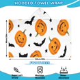 thumbnail image 2 of Halloween Pumpkins Bats and Stars Hooded Bath Towel，60"x35" for Ages 3 To 12 Kids, Quick Dry Lightweight Soft Microfiber Hood Beach Towel Cover Up for Kids, 2 of 7