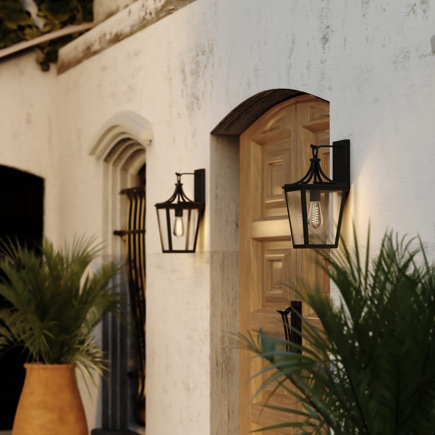 Cottage Grove 1 Light Matte Black Transitional Outdoor Wall Lantern Clear Glass