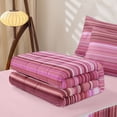 thumbnail image 5 of Castle Fairy Bohemian Horizontal Stripe Zipper Twin Comforter Sets with Fitted Sheet and 2 Pillowcases,Hippie Thin Line Zipper Bedding Set,Dusty Rose Pink Mauve,Reversible, 5 of 7
