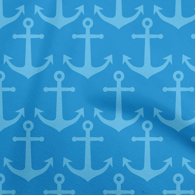 oneOone Cotton Flex Medium Blue Fabric Nautical Craft Projects Decor Fabric Printed By The Yard 40 Inch Wide