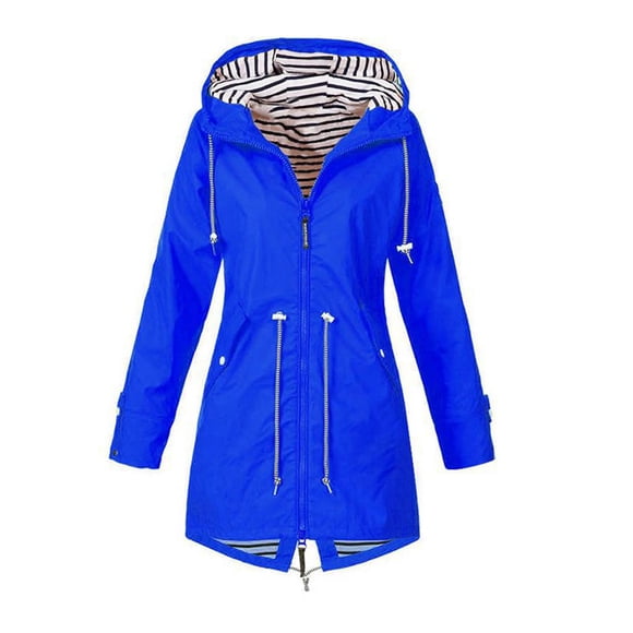 Chaqueta de lluvia impermeable para mujer, ligera con capucha para senderismo, viajes, motocicleta al aire libre, ciclismo para invierno, otoño y prim , azul XXL Fernando Rompevientos